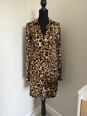 Guess leopard Y2K button down dress
